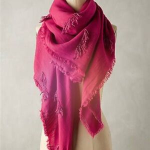 Anthropologie Vibrant Pink Fringed Wrap